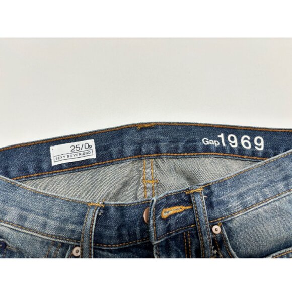 Gap Boyfriend Ripped Jeans Deconstructed Distressed 25 petite 0P XS - Picture 8 of 9